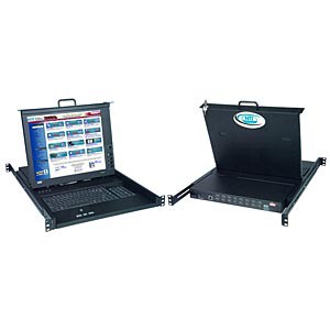 17 inch (432 millimeters) TFT/LCD DVI KVM drawer with High Density USB DVI KVM switch, Trackball