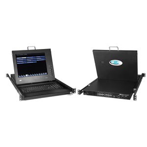 ANSI terminal drawer with 32-port SSH secure console switch, 15" (381 mm) monitor, numeric keypad