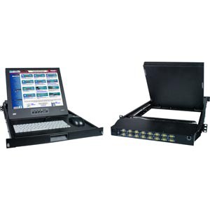 KVM drawer with 8-port high density VGA USB KVM switch, 17" (432 mm) monitor, real mouse