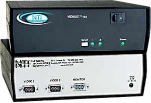2-port VGA switch, 2 VGA monitors to 1 PC, RS232 control