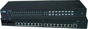 16-port Console Serial Port Switch with Ethernet control, dual power