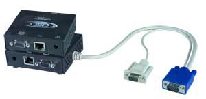 VGA + RS232 extender via CAT5, local & remote monitor, up to 600 feet (183 meters)