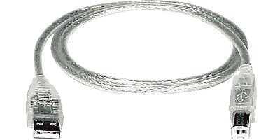 USB A Male-B Male, 3 meters (9.8 feet), Transparent