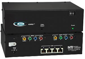 4-port HDTV component video + digital audio splitter/extender via CAT5