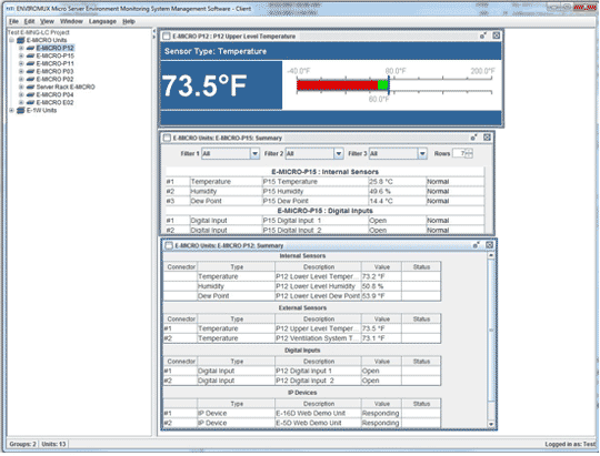 E-MNG-LC Environment Monitoring System Management Software