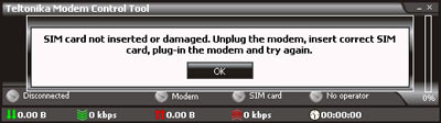 SIM card not inserted error message