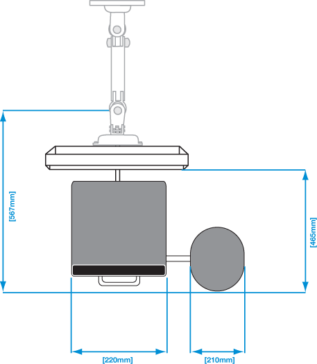 Wall Mount LCD Arm with Keyboard/Mouse Holder - Top View